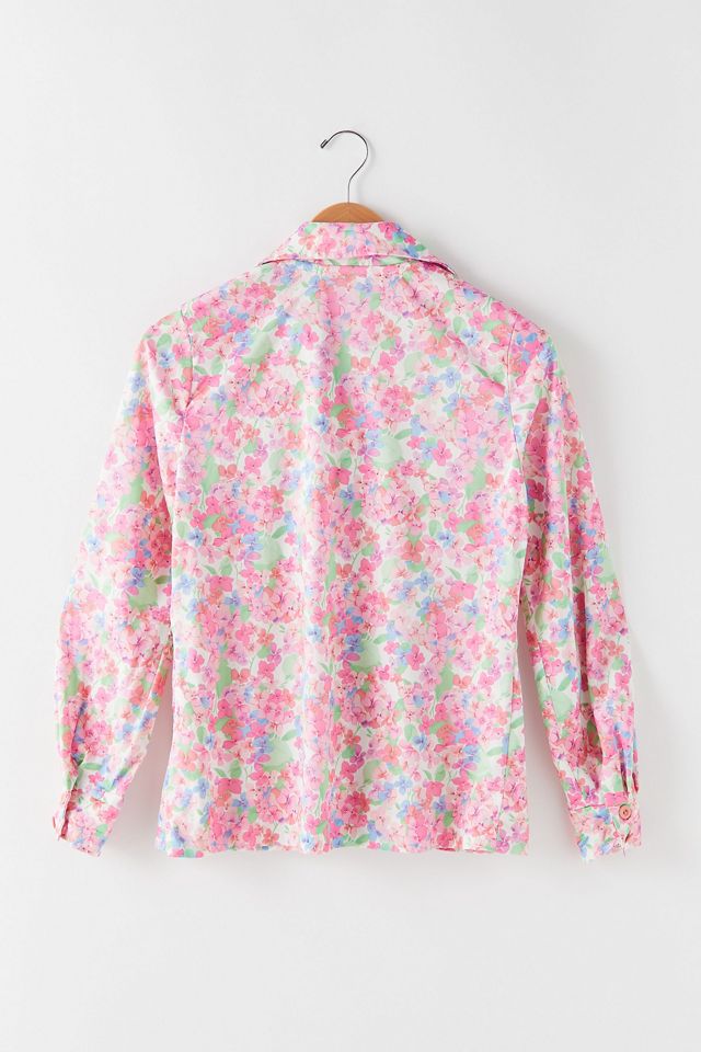 Vintage Pink Floral Long Sleeve Shirt #1