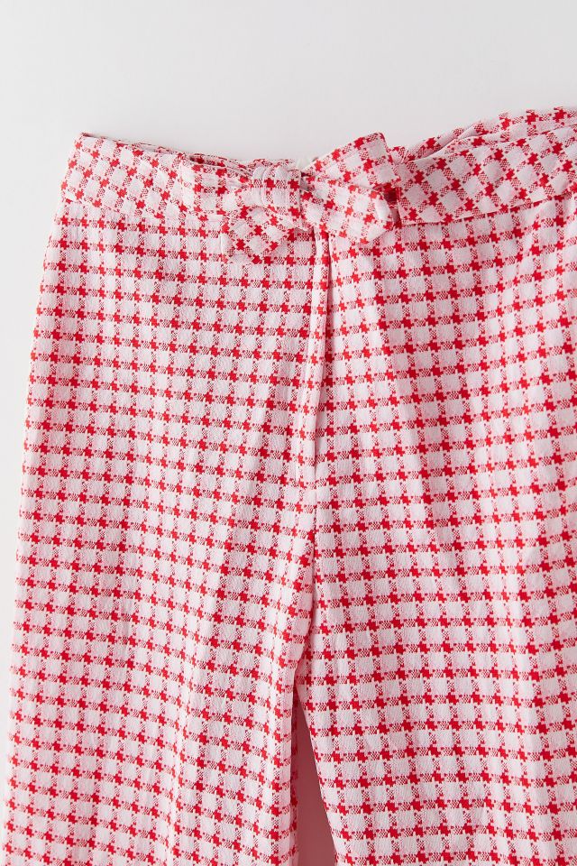 Pantalon vintage à carreaux rose #1