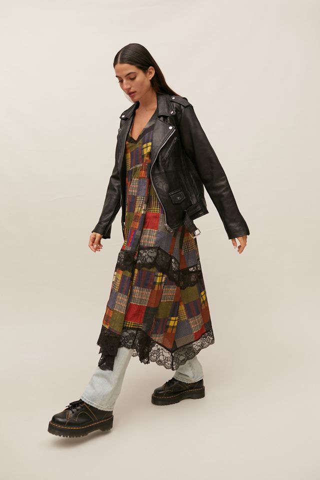 patchwork midi dress urban outfitters UO Greta Patchwork Smock Midi Dress