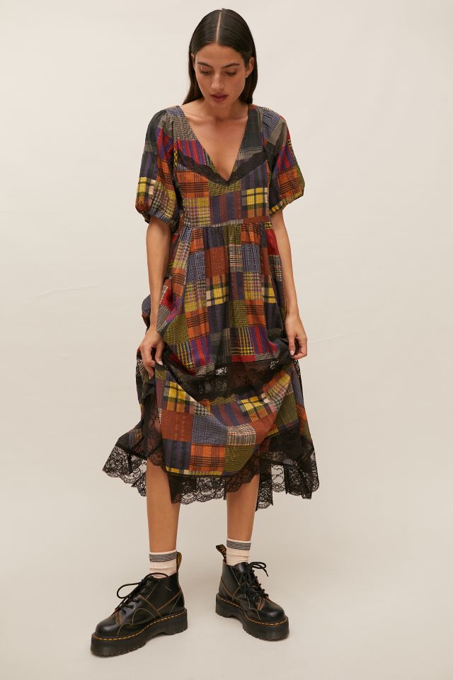 Patchwork midi outlet dress