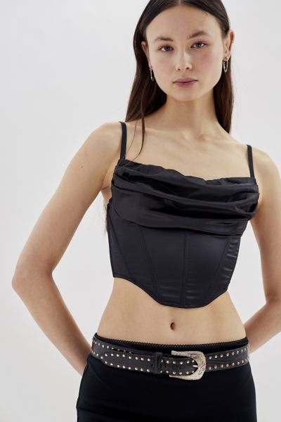 UO Lexi Satin Cowl Corset Top