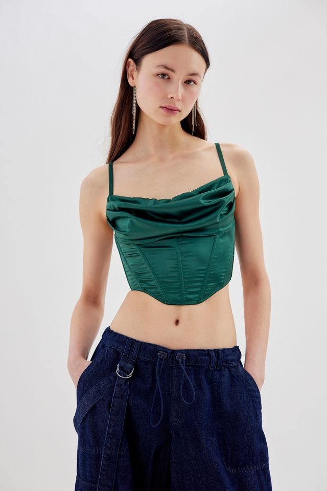 UO Lexi Satin Cowl Corset Top Urban Outfitters Canada