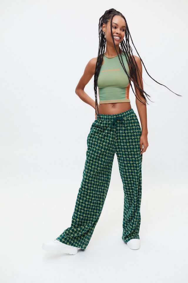 iets frans Velour Wide Leg Pant in Green