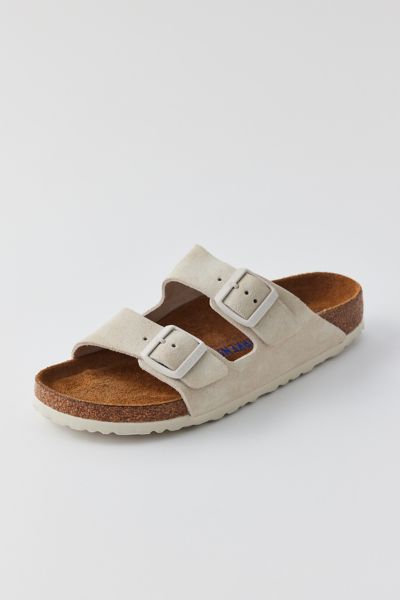 Shop Birkenstock Arizona Soft Footbed Leather Sandal In Antique White, Women's At Urban Outfitters