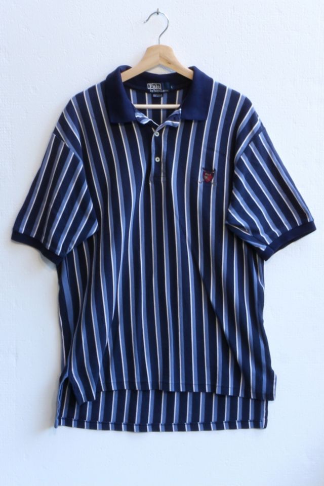 Vintage Polo Ralph Lauren 1980s Blue Striped Polo Shirt Made in USA | Urban  Outfitters