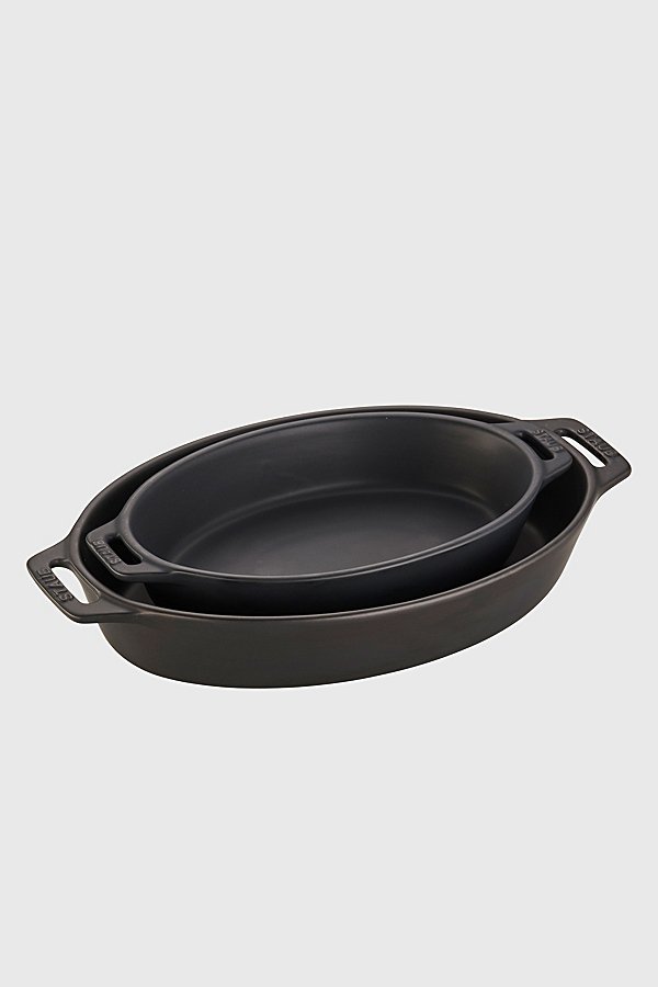 Staub Ceramic 2-pc Oval Baking Dish Set In Matte Black