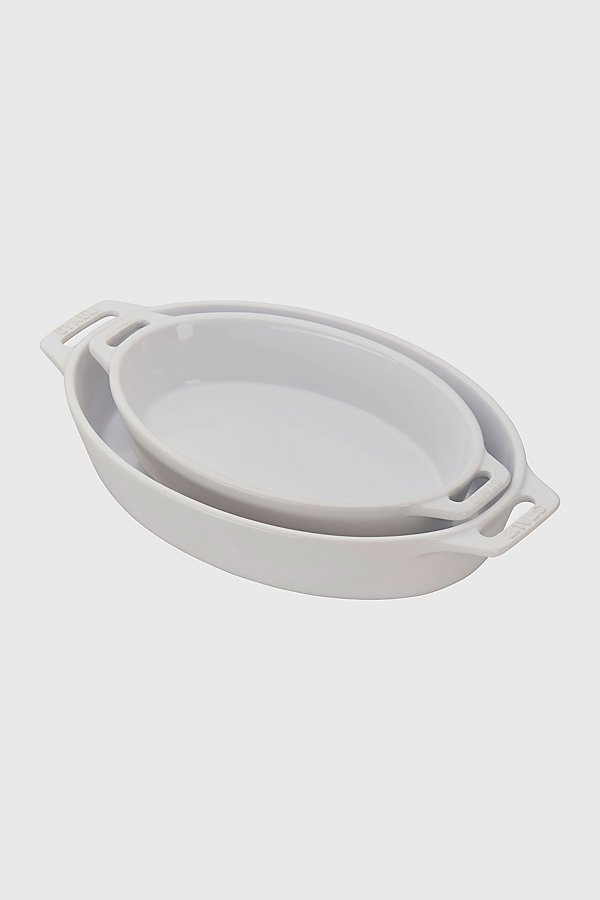 Staub Ceramic 2-pc Oval Baking Dish Set In White