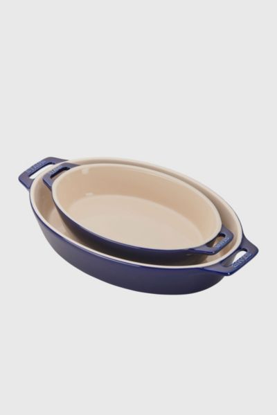 Staub Ceramic 2-pc Oval Baking Dish Set In Dark Blue