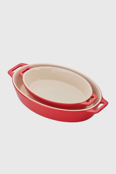 Staub Ceramic 2-pc Oval Baking Dish Set In Cherry