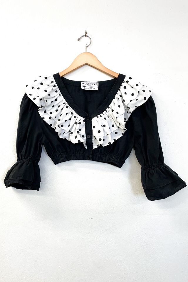 Vintage Polka Dot Ruffle Crop Top | Urban Outfitters