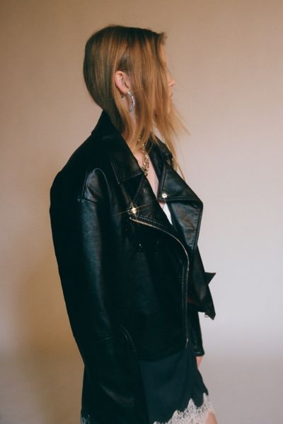 urban outfitters faux leather moto jacket