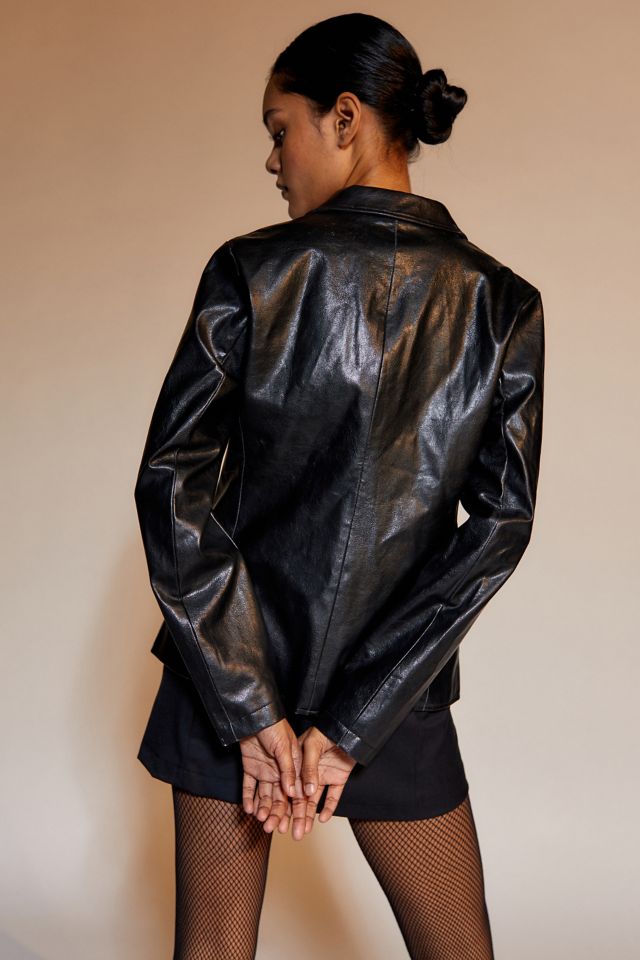 UO Chrissy Shrunken Faux Leather Blazer #1
