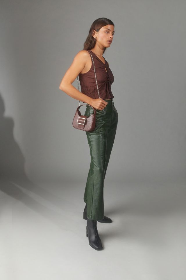UO Faux Leather Cropped Flare Pant #3