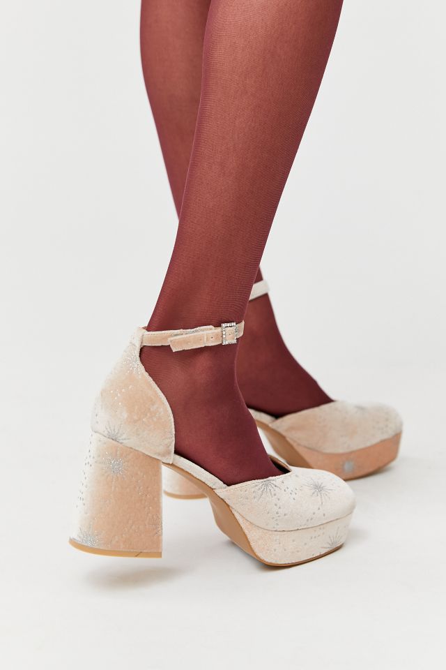 UO Emma Velvet Buckle Platform Heel Urban Outfitters