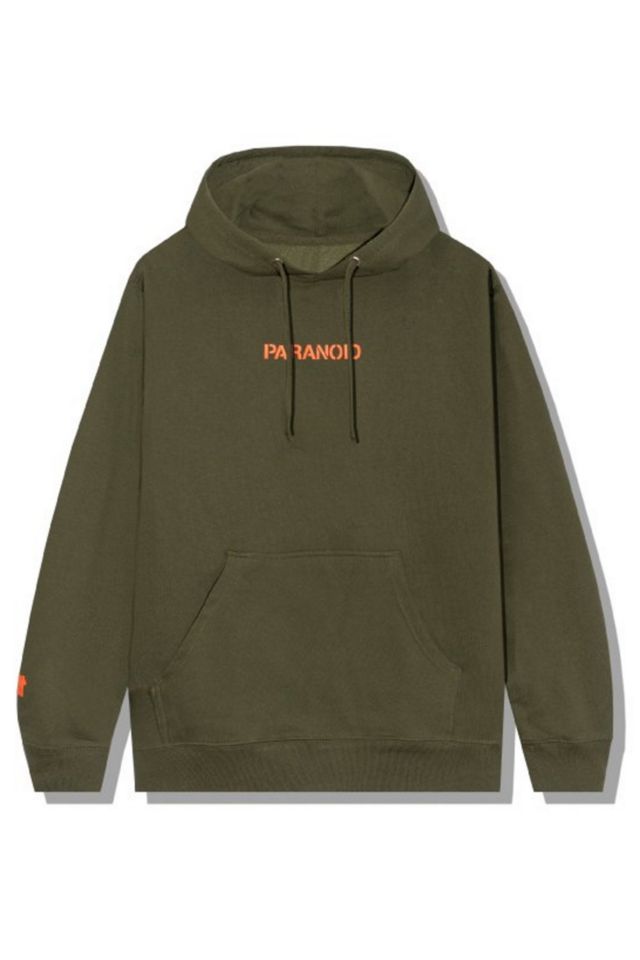 Anti Social Club X Undefeated Paranoid Hoodie Olive Urban Outfitters