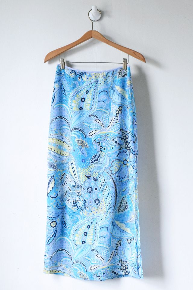 00s blue rose midi skirt