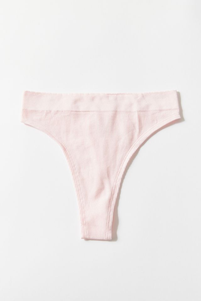 Logo Cotton High-Waist Thong Panty - PINK