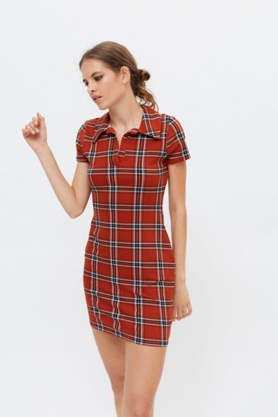 Urban Renewal Remnants Y2K Plaid Notch Collar Mini Dress | Urban Outfitters