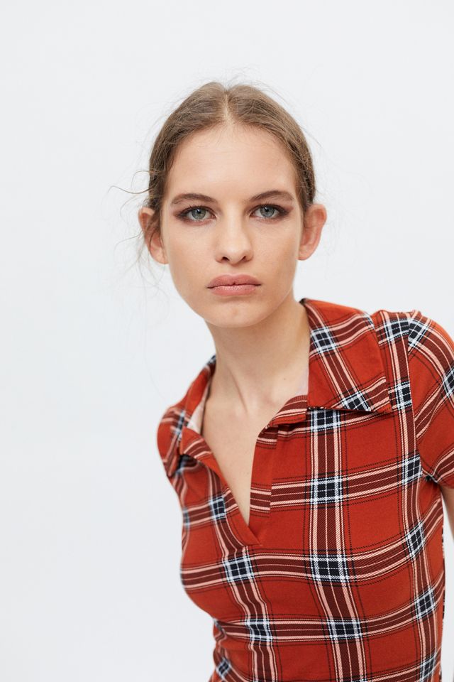 Urban Renewal Remnants Y2K Plaid Notch Collar Mini Dress #3