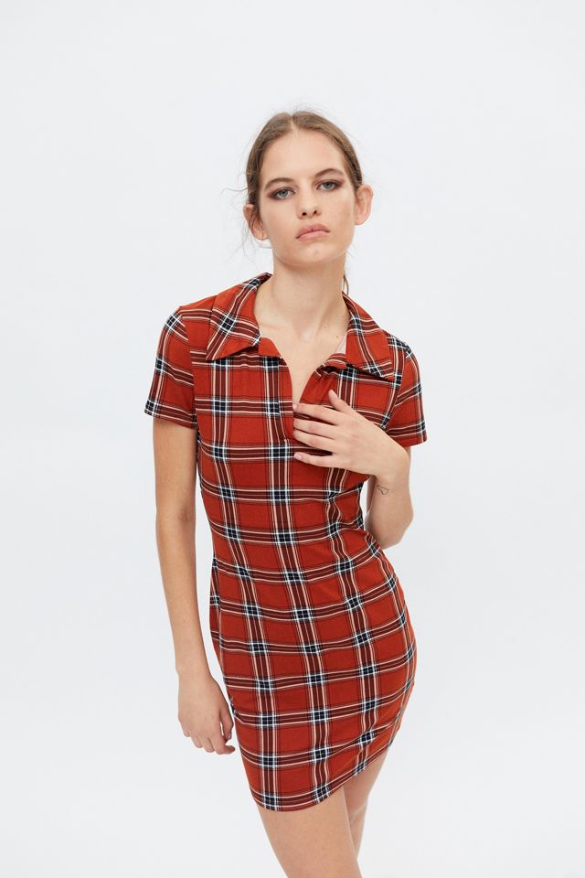 Urban Renewal Remnants Y2K Plaid Notch Collar Mini Dress #4