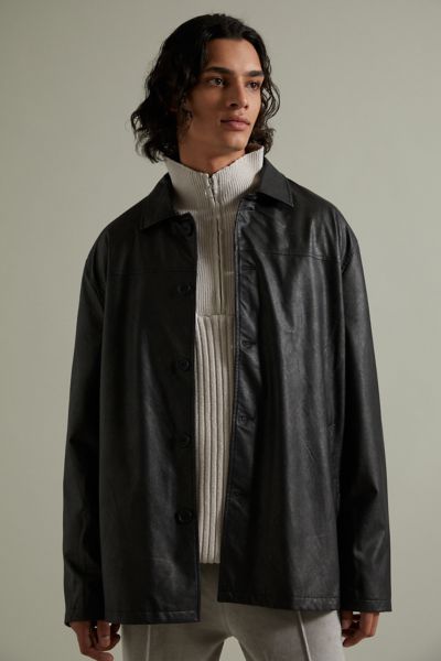 Standard Cloth Faux Leather Car Coat | Urban Outfitters