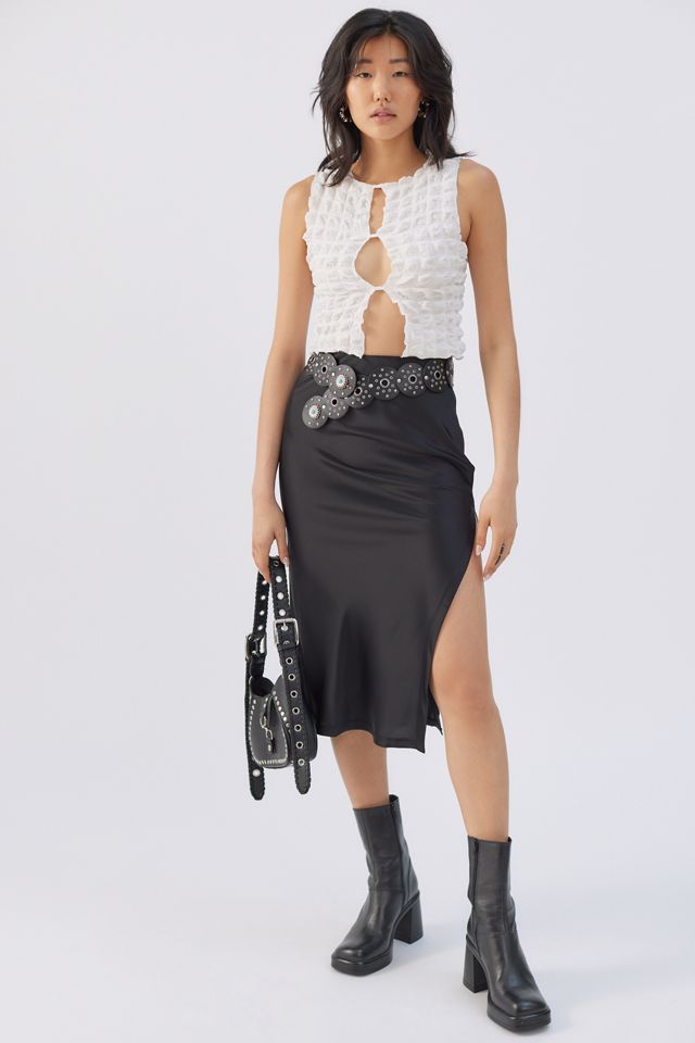 UO Edy Satin Midi Skirt | Urban Outfitters Canada