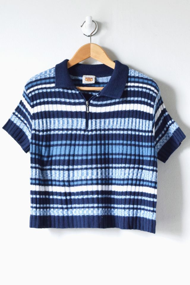 Vintage 00s Quarter-Zip Striped Knit Top | Urban Outfitters
