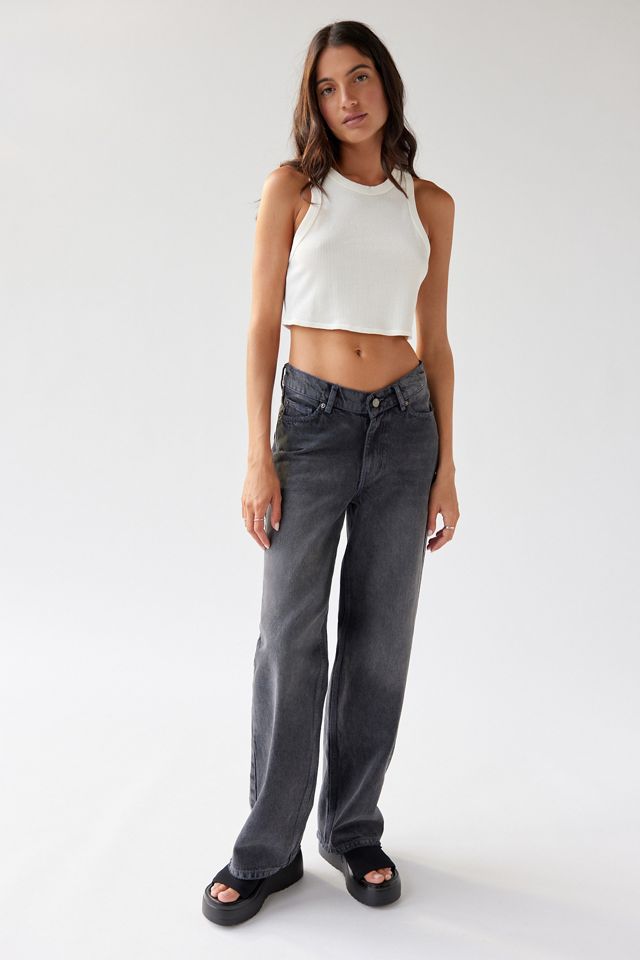 Urban Outfitters Women Clothing Jeans Wide Leg Jeans Dipped V-Front Wide Leg Jean 