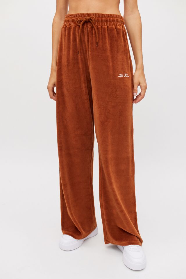 Urban Threads velour wide leg pants in chocolate brown