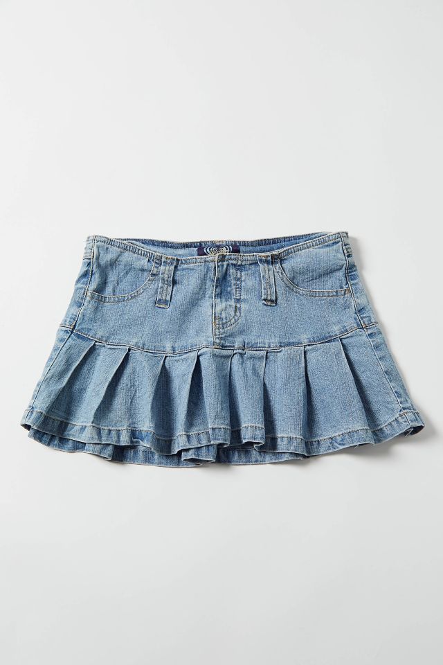 Pleated denim skirt outlet mini