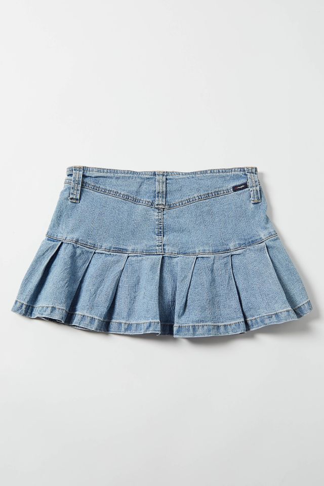 Vintage Y2K Angels Pleat Front Low-Rise Denim Mini Skirt #1