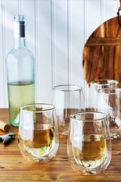Zwilling Sorrento 2-pc Double-wall Stemless White Wine Glass Set In Clear