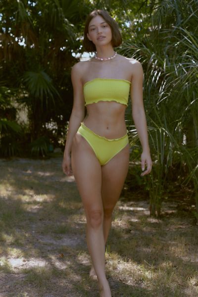 Out From Under Seamless Puckered Bikini Bottom In Chartreuse