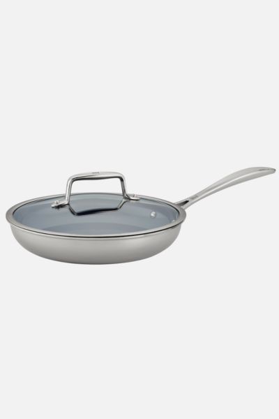 Shop Zwilling Clad Cfx 9.5-inch Stainless Steel Ceramic Nonstick Fry Pan With Lid In Stainless Steel At U