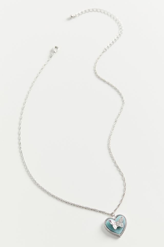 Butterfly Heart Pendant Necklace Urban Outfitters