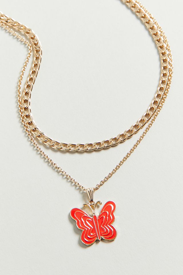 Butterfly Pendant Layer Necklace