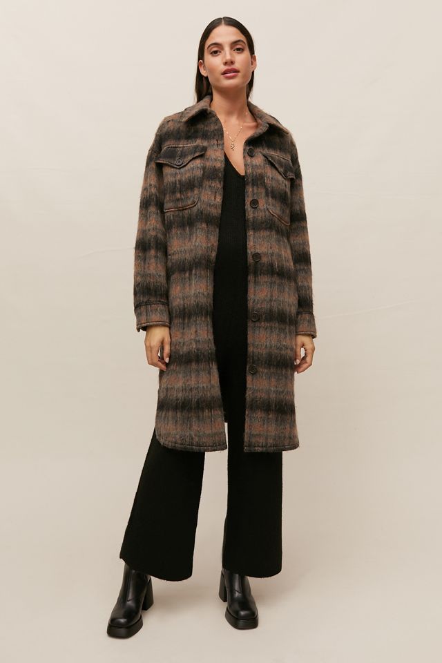 Avec Les Filles Brushed Plaid Longline Coat #1