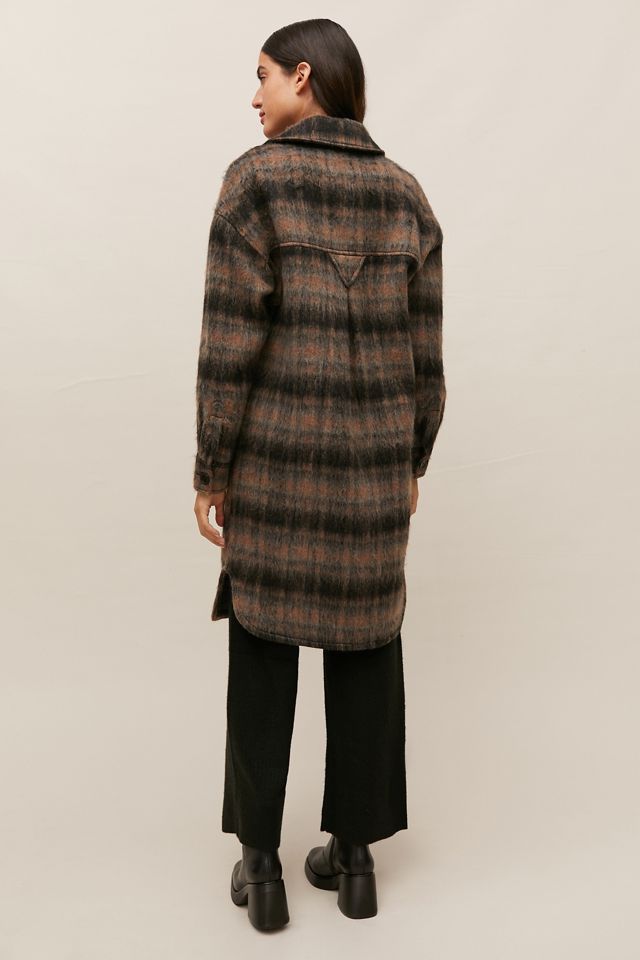 Avec Les Filles Brushed Plaid Longline Coat #3