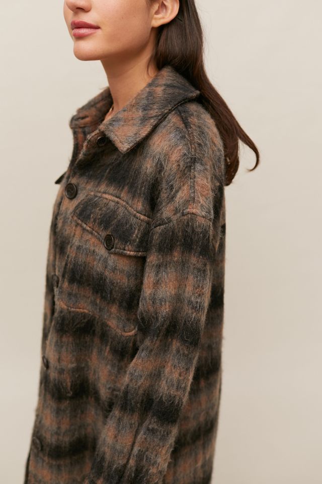 Avec Les Filles Brushed Plaid Longline Coat #4
