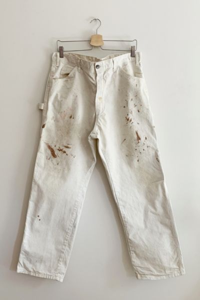 Dickies Distressed White Carpenter Painter Pants 38x34 Paint Splatter