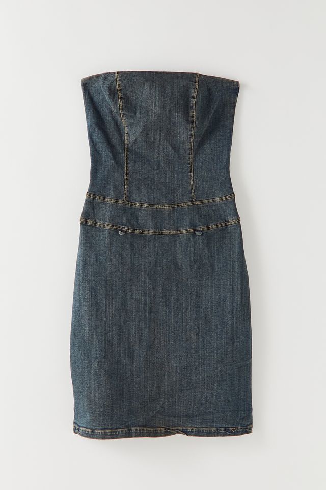 shoes to wear with denim dress Jewel Trim Sweetheart Denim Dress  bebe