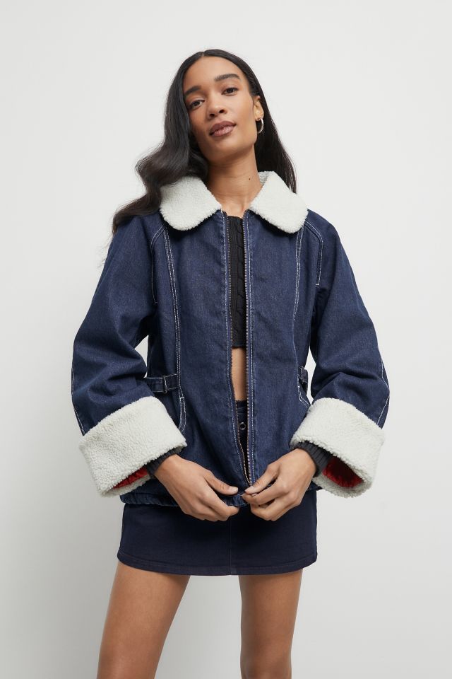 BDG Avery Denim Faux Shearling Trim Jacket | Urban Outfitters Canada