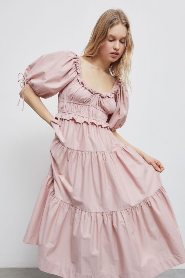 En Saison Brielle Ruffle Midi Dress | Urban Outfitters