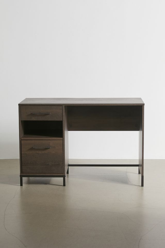 Charter Oak Finish Minimalist Home Office Desk with Drawers