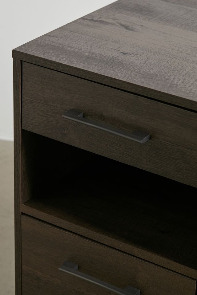 Charter Oak Finish Minimalist Home Office Desk with Drawers