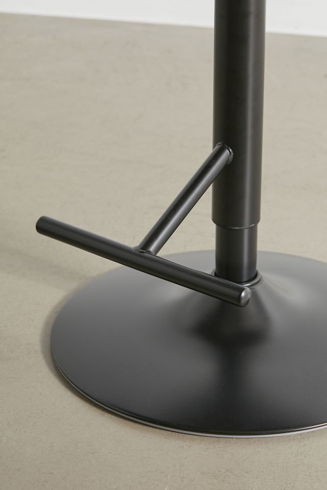 Mid-Century Modern Swivel Barstool in Black Metal and Cream with Walnut Accents