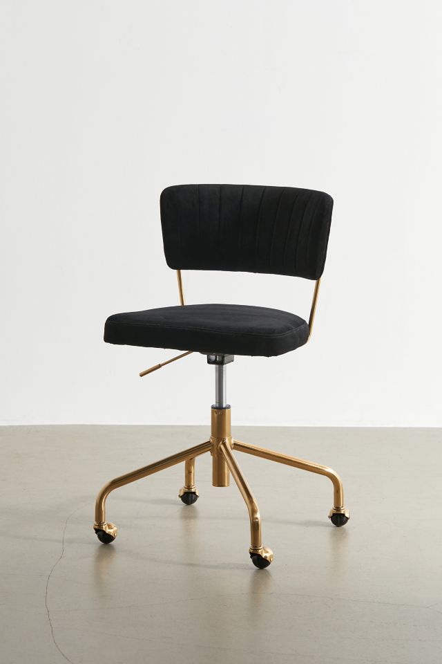 Tania Contemporary Black Velvet 28.5" Swivel Task Chair