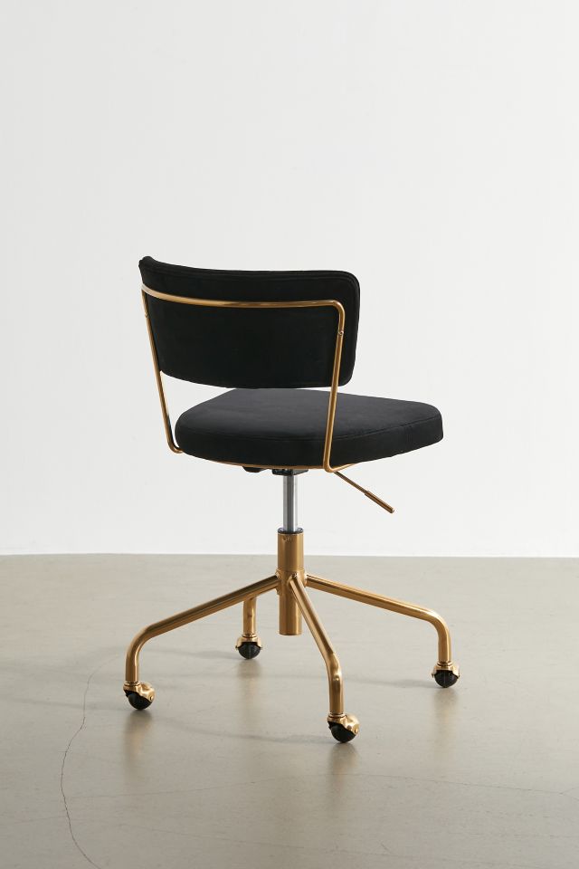 Tania Contemporary Black Velvet 28.5" Swivel Task Chair