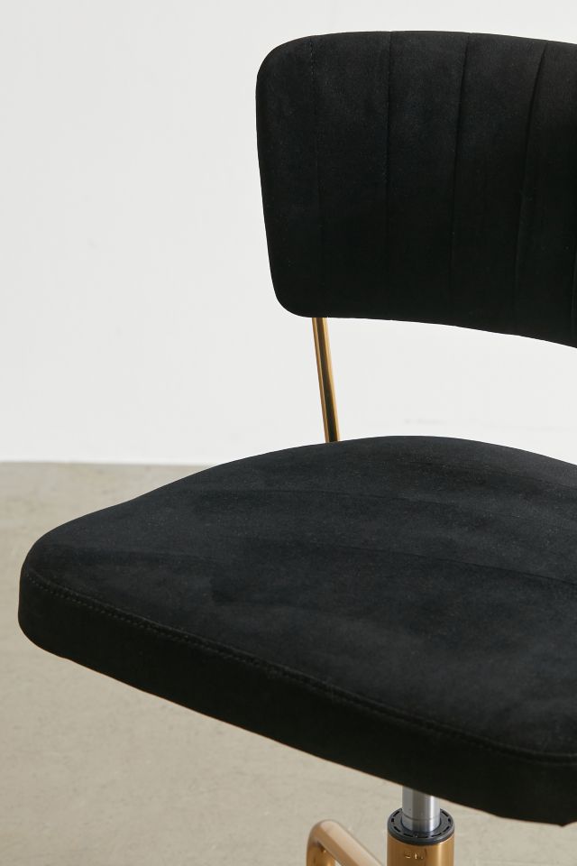 Tania Contemporary Black Velvet 28.5" Swivel Task Chair