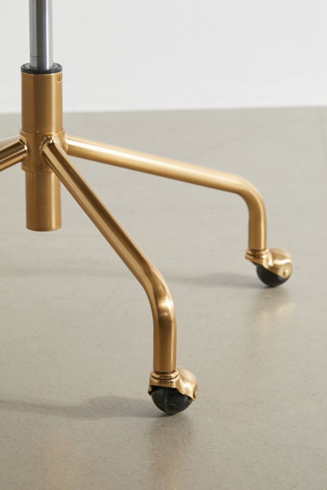Cream Velvet and Gold Metal Swivel Task Chair